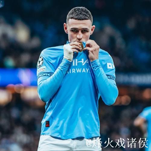 福登第12次代表曼城英超远射破门，并列队史第四