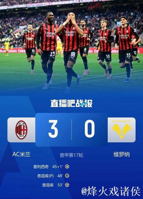 意甲-恩昆库双响普利西奇建功 AC米兰3-0大胜维罗纳 意甲-恩昆库双响普利西奇建功 AC米兰3-0大胜维罗纳